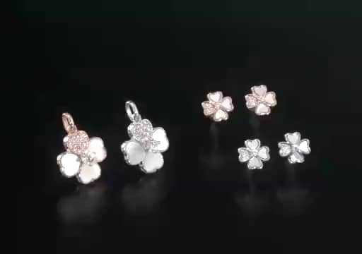 ルチェルーナ シルバー マザーオブパール＆CZ ラブクローバー