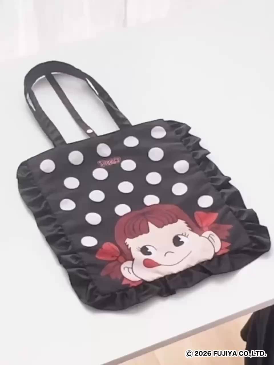 ペコちゃん A4たて型 ポケッタブル フリルトートバッグ- ショップ