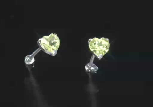 ビープラス プラチナ900 ペリドット ハートシェイプ ピアス