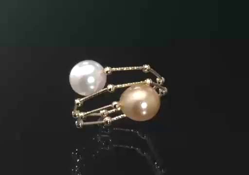 パールK バイ キャスティータ 18K アコヤパール＆ ゴールデン白蝶