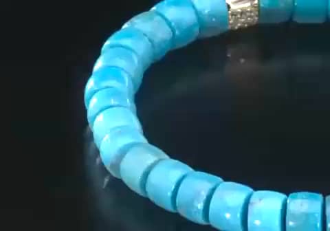 グランダム ターコイズ＆ CZ イラスティック ブレスレット- ショップ