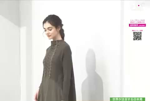 ヨシヨシ バイ ピージェイ 異素材使い 上下切替 デザインワンピース