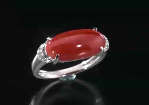 珠里 プラチナ900 サンゴ＆ ホワイトサファイア リング- ショップ 