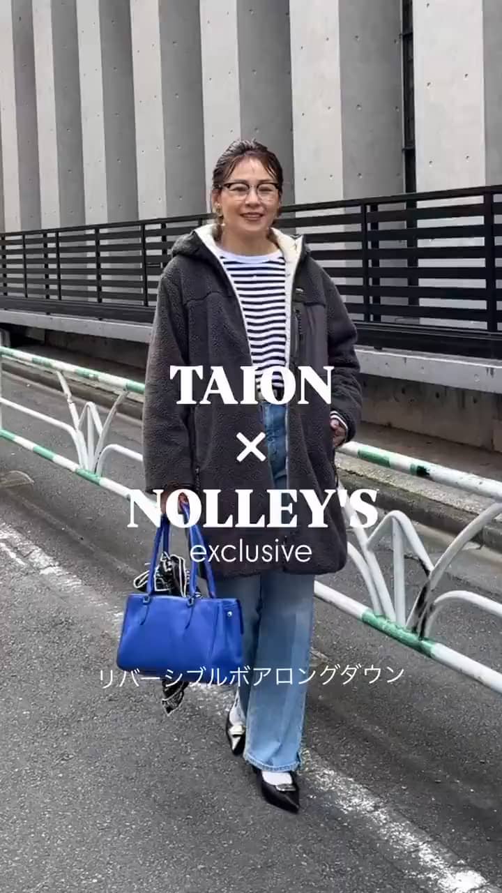WEB＆一部店舗限定色】【TAION】ボア×ダウンフードロング(リバーシブル