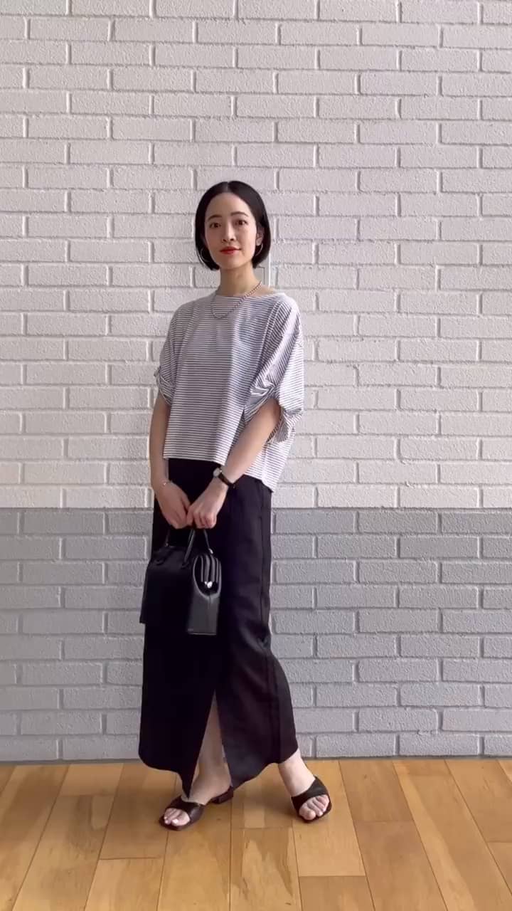ワッシャー シアー サテン Iライン スカート