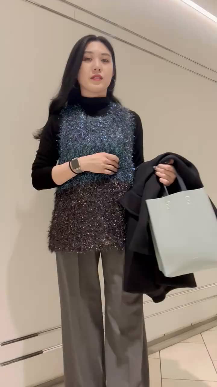 メタリックシャギーニット ベスト