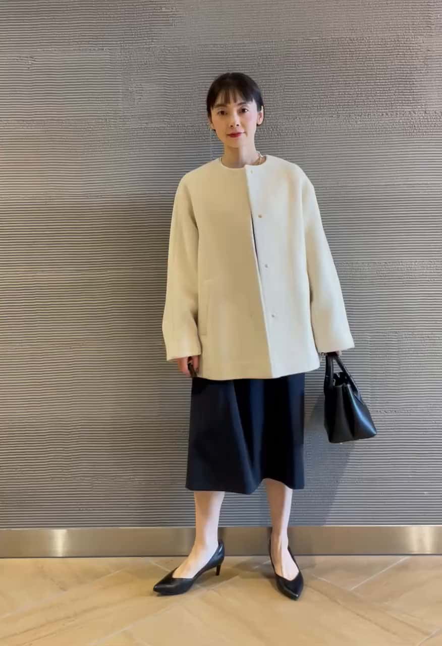 SENTDALE WOOL セントデールウール ノーカラー ミドル コート SENTDALE WOOL セントデールウール ノーカラー ミドル コート