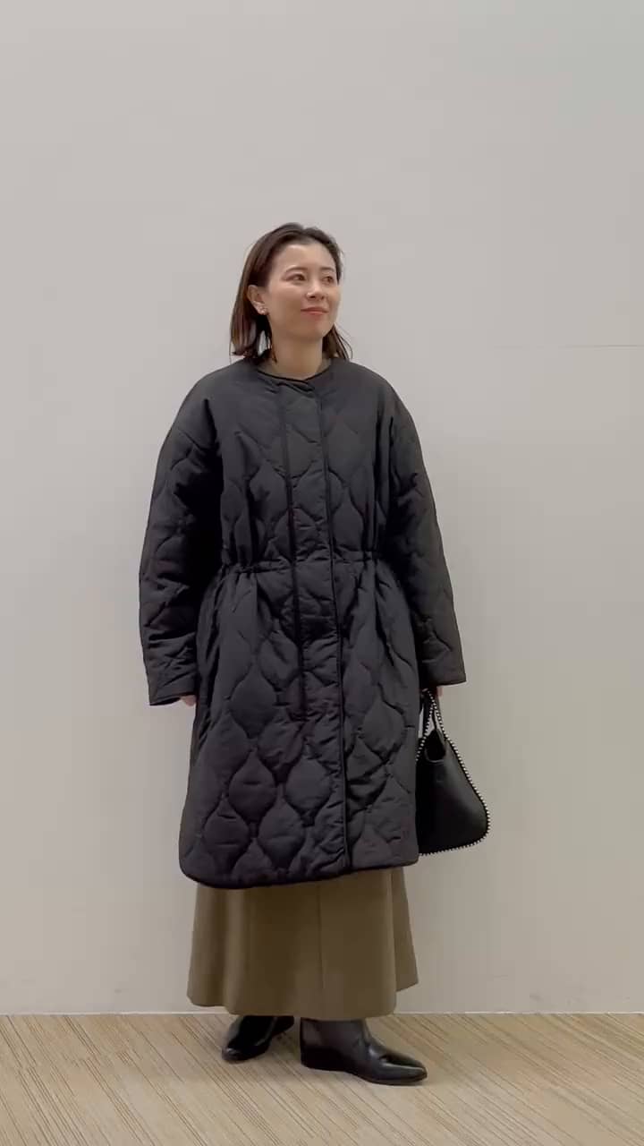 quilted collarless coat