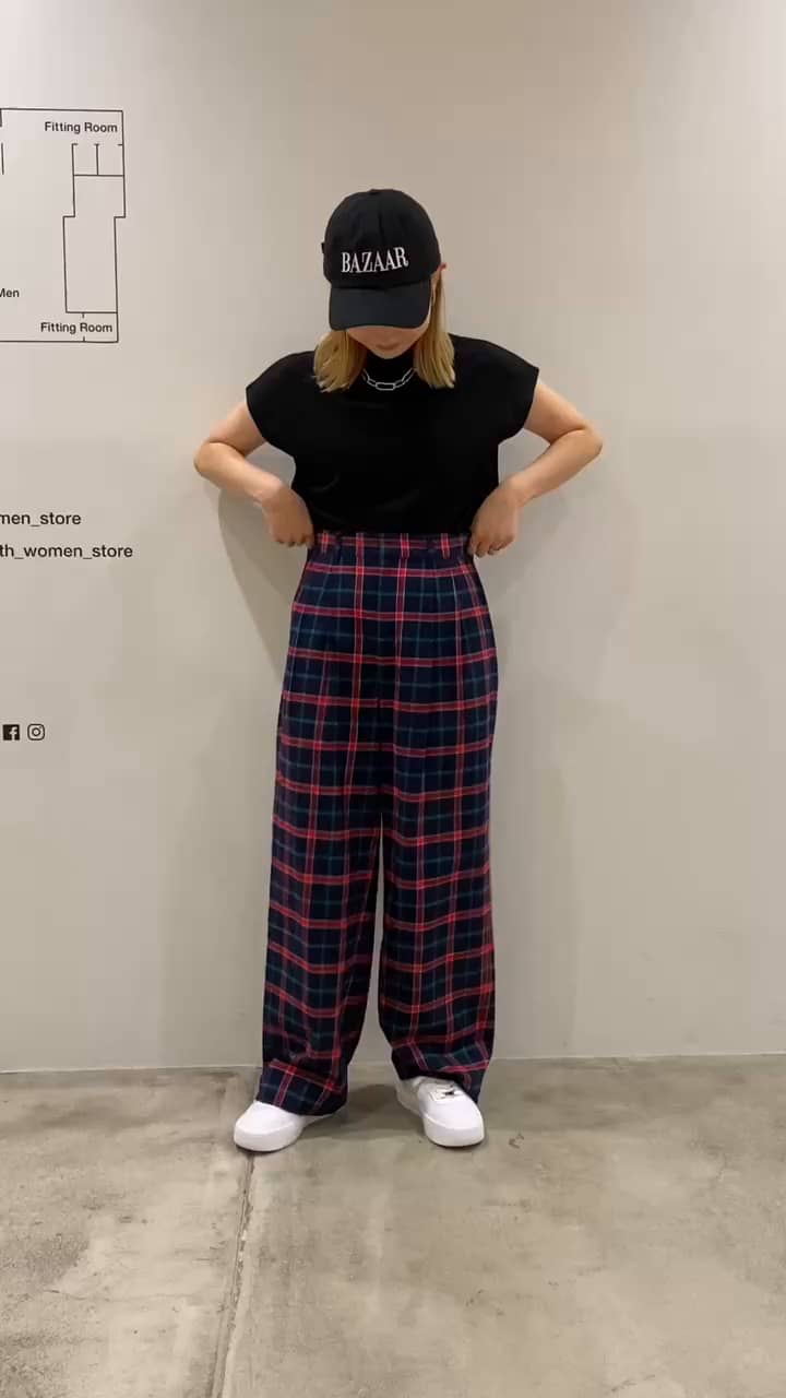 フランネルチェックワイドパンツ ―ウォッシャブル―