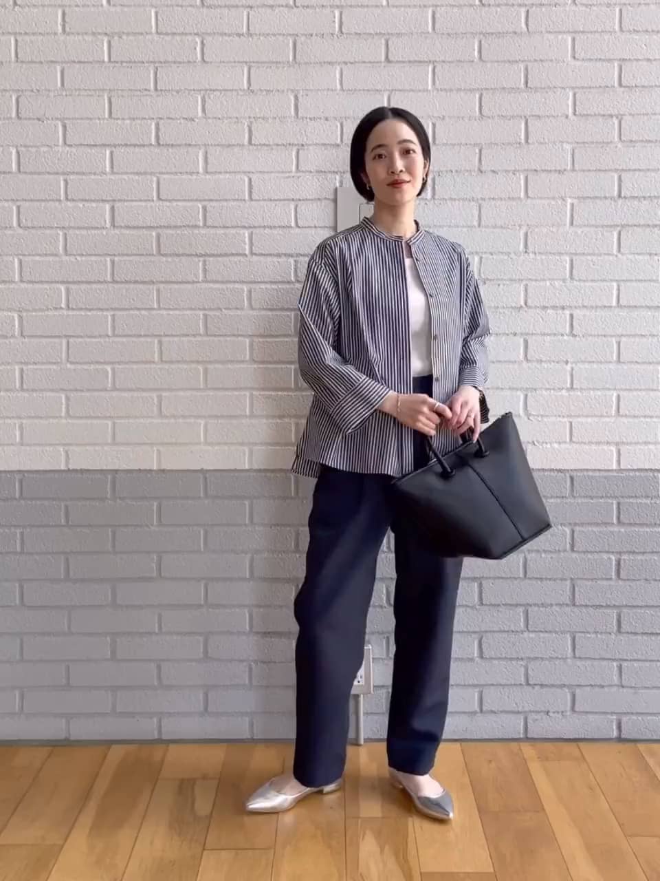 ワイド スリーブ スタンドカラー シャツ