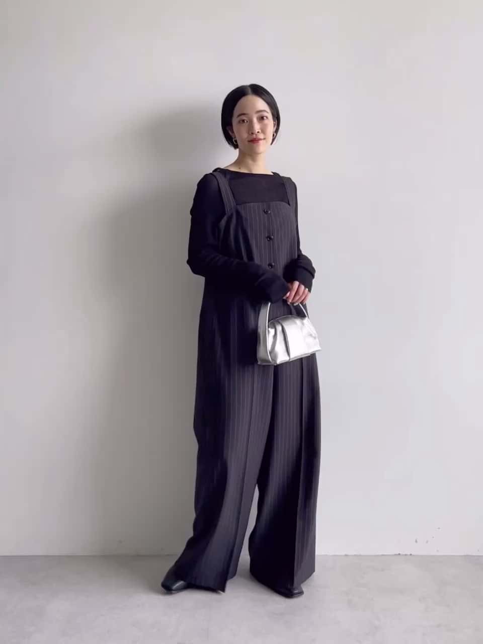 【極美品】EMMEL REFINES サロペット　キレイめ　オフィス　ゆったり EMMEL REFINES＞EM ツィードライク サロペット