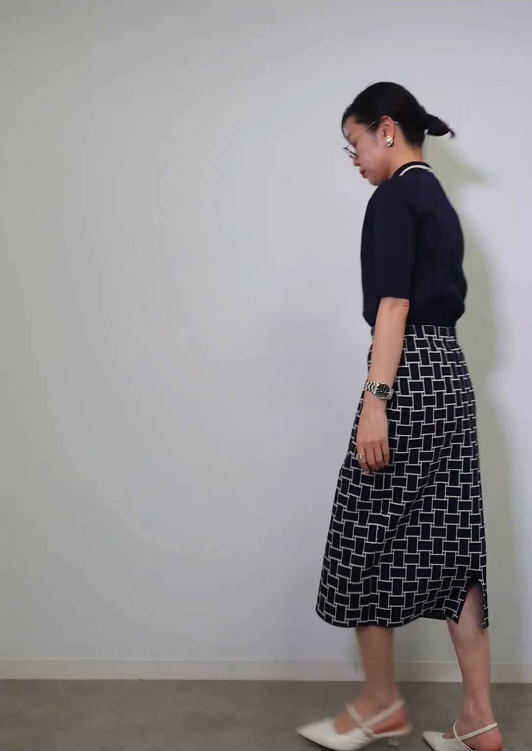 UNTITLED アンタイトル ニット ワンピース ジャガード ネイビー ダブルカラーニットワンピース | JILL by JILL STUART（ジル