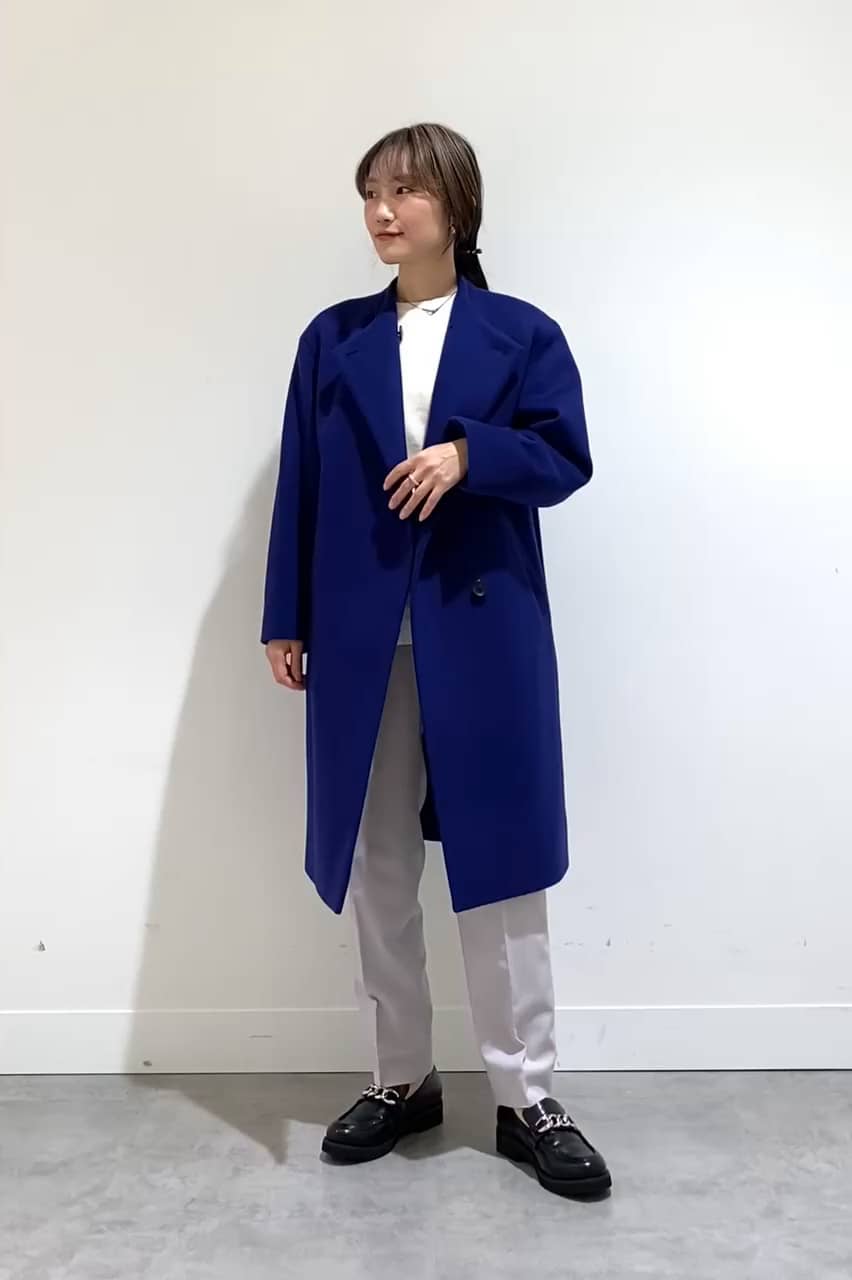 ウール】コクーンシルエットフォルムコート(ノーカラーコート ウール】コクーンシルエットフォルムコート(ノーカラーコート