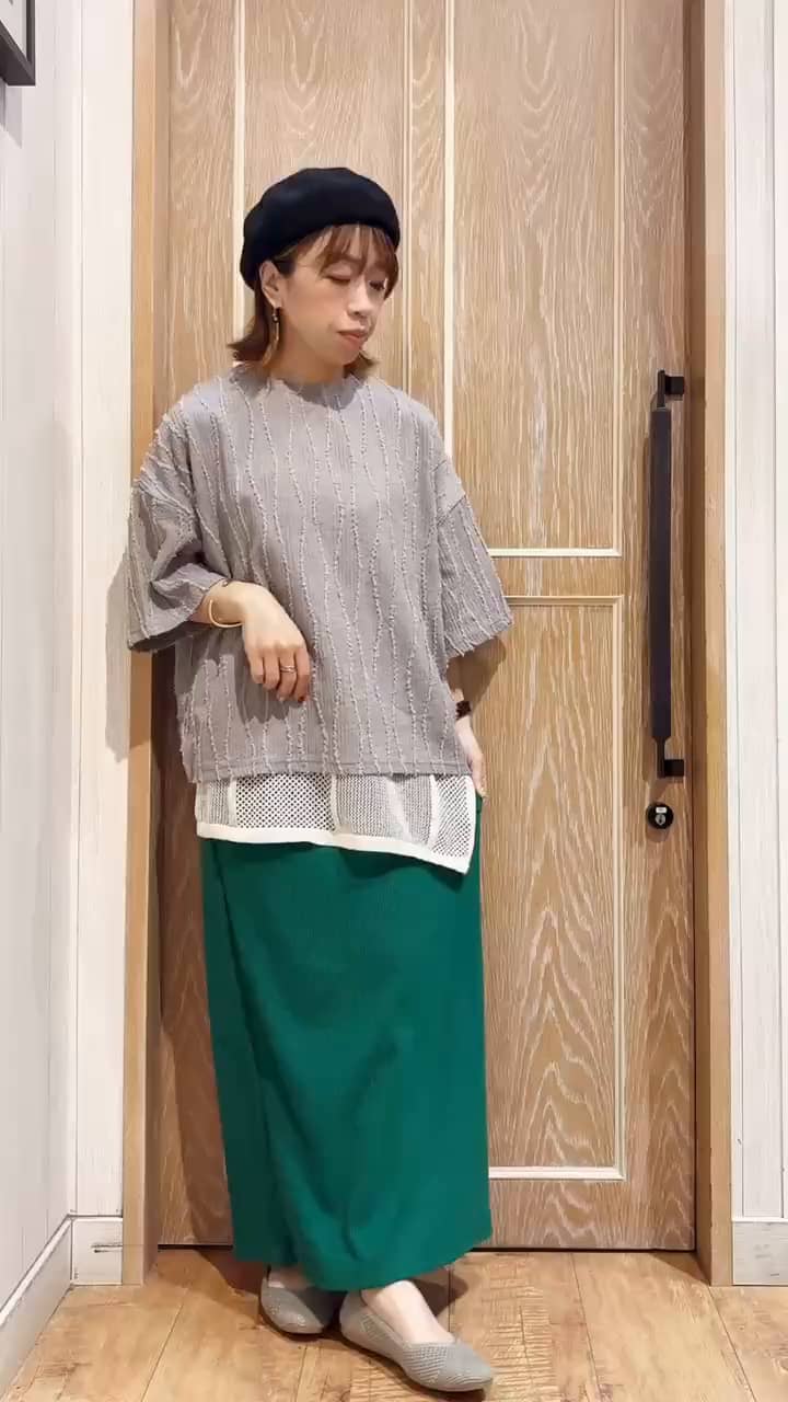 パッチワーク風ニット 巻きスカート（ミモレスカート） | SHOO