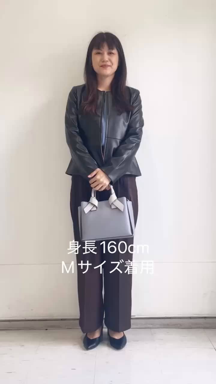 ペプラムジャケット　レザー レザー調ストレッチペプラムジャケット【洗える】（ノーカラー