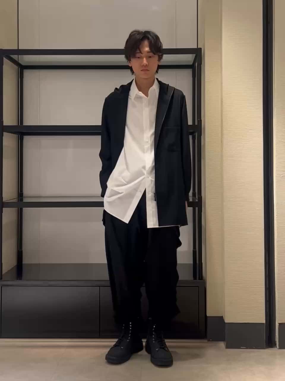 極美品❤Yohji Yamamoto 2022SS 半袖ジャケット COTTON POPLIN JACKET WITH FRONT EDGE STITCH(S Gray): Vintage