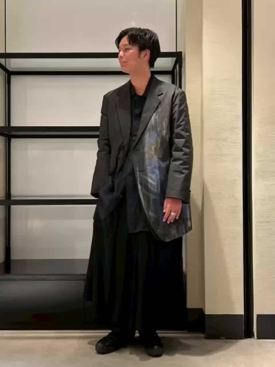 ヨウジヤマモト　カシミヤ×ウール×レザーコート　ジャケット Yohji Yamamoto】POUR HOMME 2024-25 A/W 思いがけない物語_境界