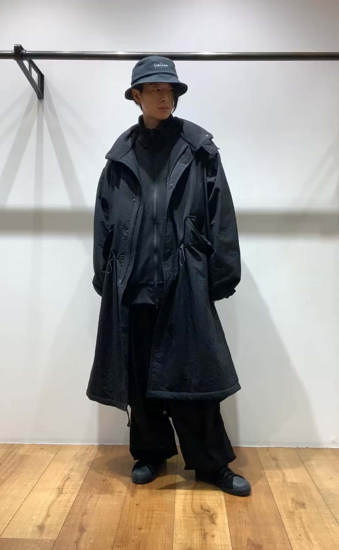 GrandY ネイビー ロングコート 4ポケット付き　 ヨウジヤマモト　モード系 GrandY ネイビー ロングコート 4ポケット付き ヨウジヤマモト