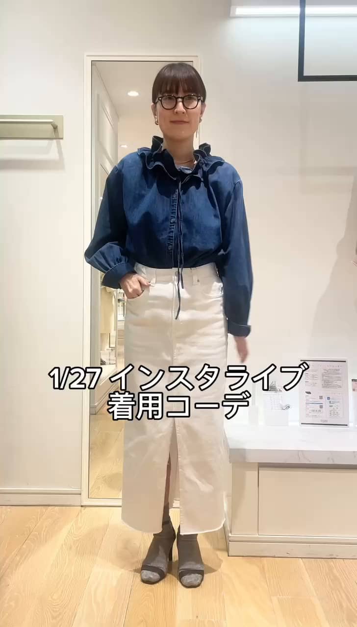 ノーリーズデニムシャツ フリル付き Fサイズ NOLLEY'S｜【追加7回】【RM denim】フリルギャザーデニム