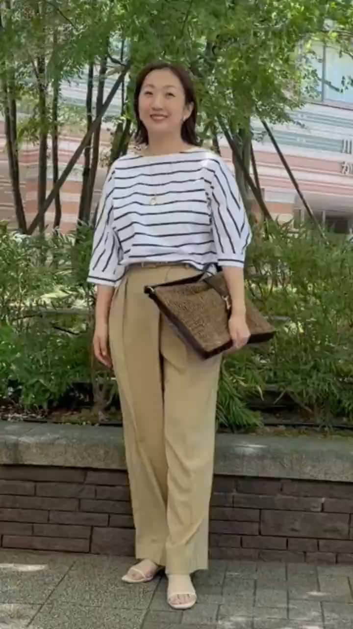 2026.05.31 ボーダー×ラップ風パンツ サムネイル画像