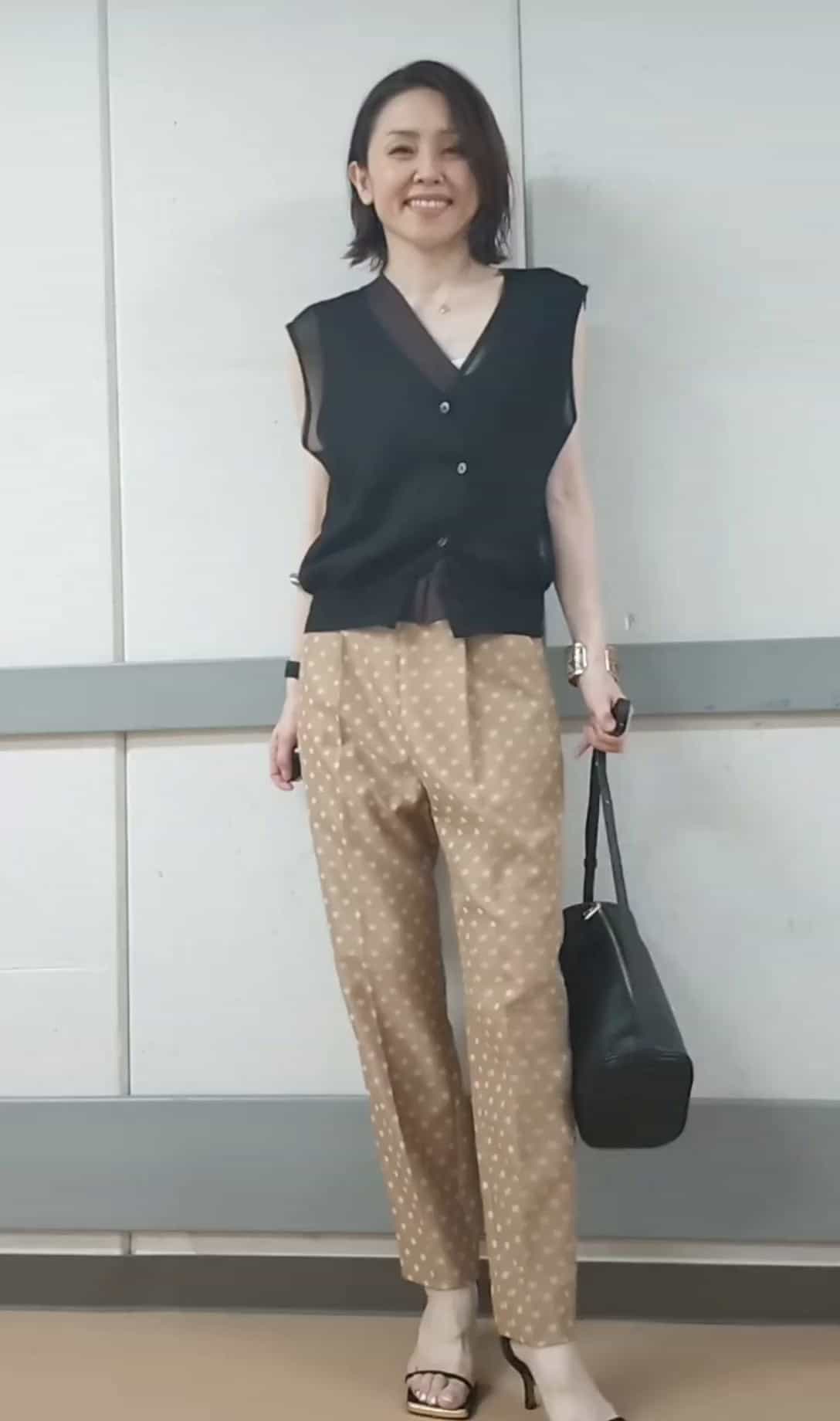 ウォッシャブルドットジャガードテーパードパンツ（5-0030-4-09