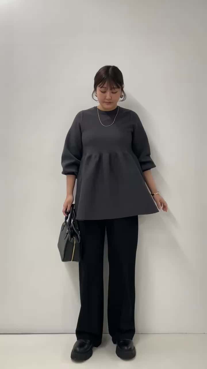 yu　ぺプラムグレー ペプラムシルエットニットプルオーバー（5-0021-1-22-002