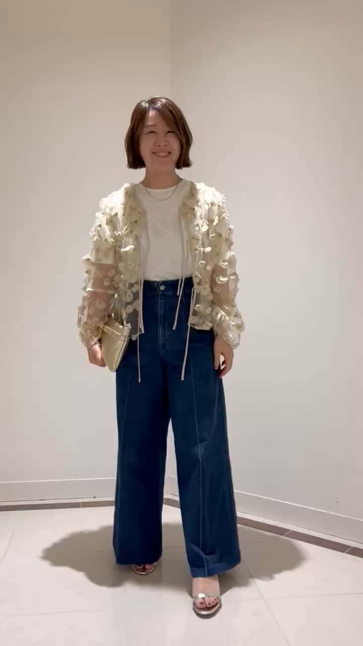 セットアップ対応》ウォッシャブルチュール刺繍2WAYブラウス（4-0035-5