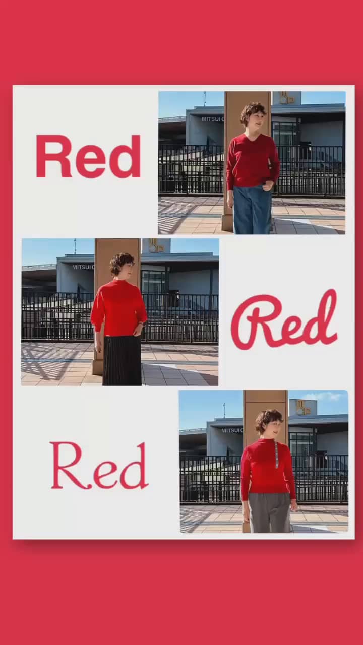 2024.10.17 🟥RED×3🟥赤ニット　　気温別コーデ3選 サムネイル画像